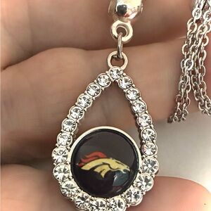 DENVER BRONCOS INSPIRED NECKLACE teardrop